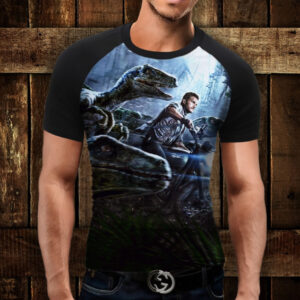 Футболка-реглан з 3D принтом Jurassic World Raptor ВСІ Розміри Преміум тканина