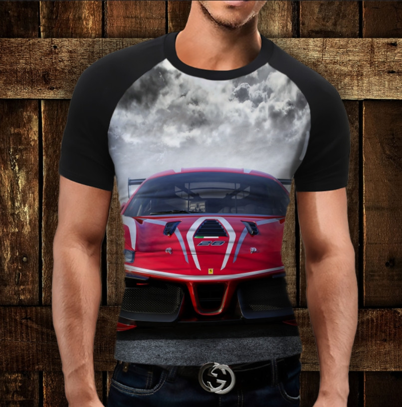 Футболка-реглан з 3D принтом Ferrari ВСІ Розміри Преміум тканина
