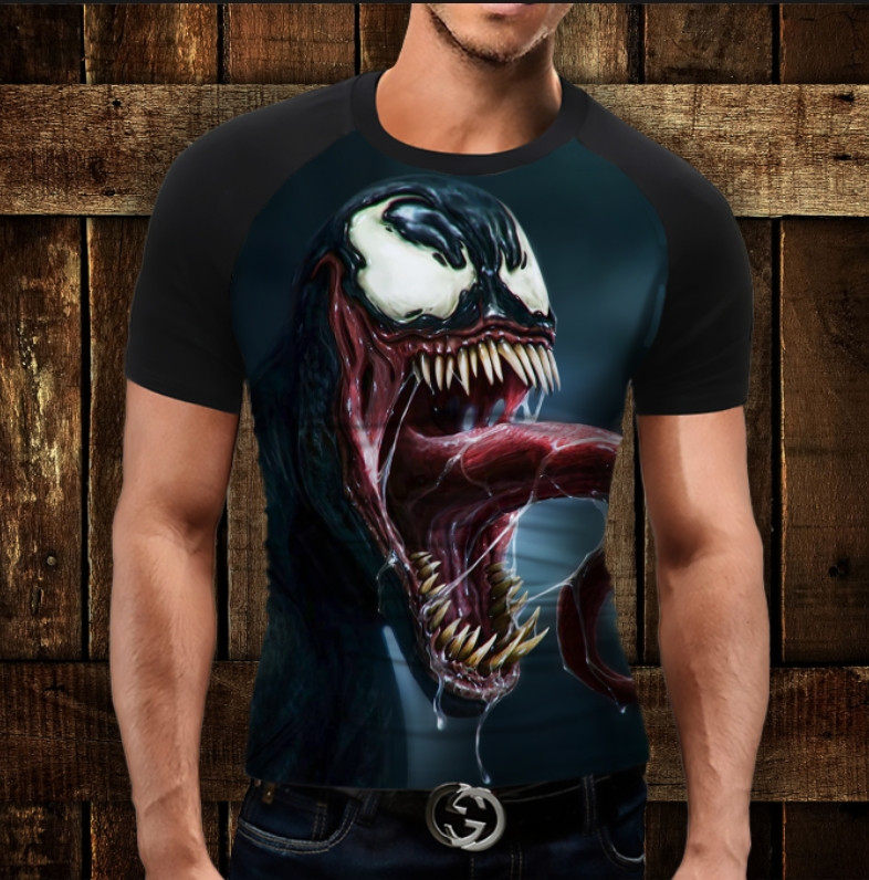 Футболка-реглан з 3D принтом VENOM FACE ВСІ Розміри Преміум тканина