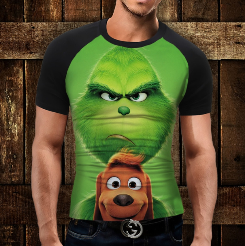 Футболка-реглан з 3D принтом Грінч І Макс ВСІ Розміри Преміум тканина