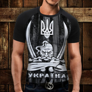 Футболка-реглан з 3D принтом Козак з шаблями ВСІ Розміри Преміум тканина