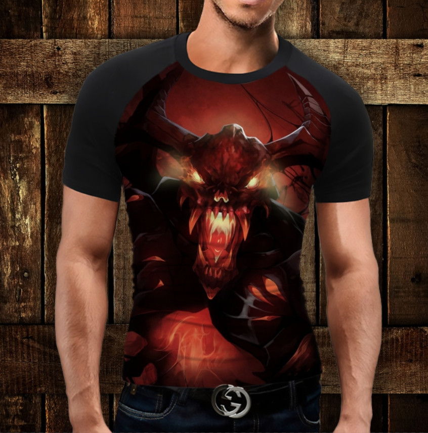 Футболка-реглан з 3D принтом Shadow fiend Dota 2 ВСІ Розміри Преміум тканина