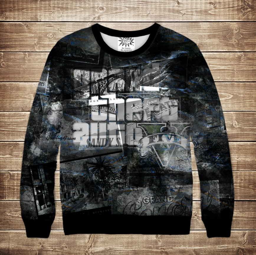 Світшот з 3D принтом Grand Theft Auto Гранж ВСІ Розміри Преміум тканина
