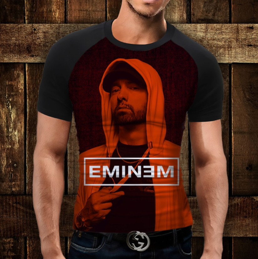 Футболка-реглан з 3D принтом Eminem Face ВСІ Розміри Преміум тканина