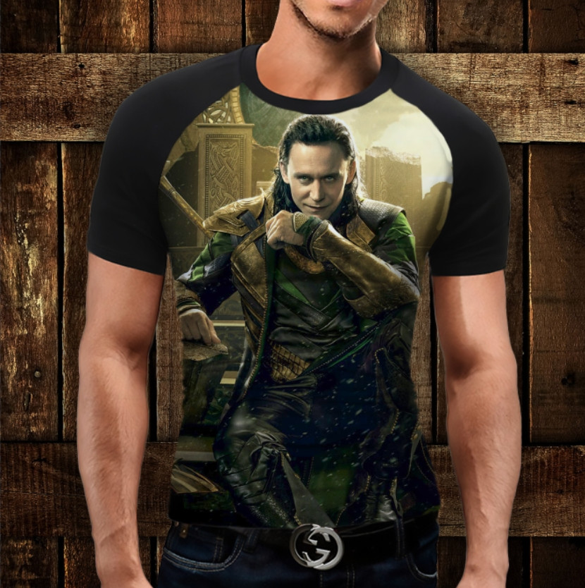 Футболка-реглан з 3D принтом Локі ВСІ Розміри Преміум тканина