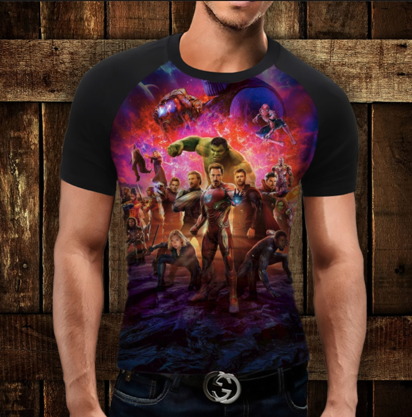 Футболка-реглан з 3D принтом Mесники Avengers ВСІ Розміри Преміум тканина