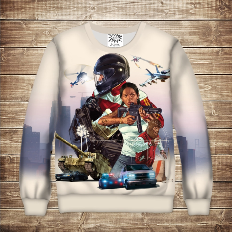 Світшот з 3D принтом Grand Theft Auto Freedom ВСІ Розміри Преміум тканина