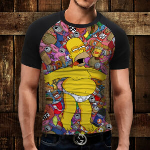 Футболка-реглан з 3D принтом Homer Simpson/ ГОМЕР Сімпсон ВСІ Розміри Преміум тканина