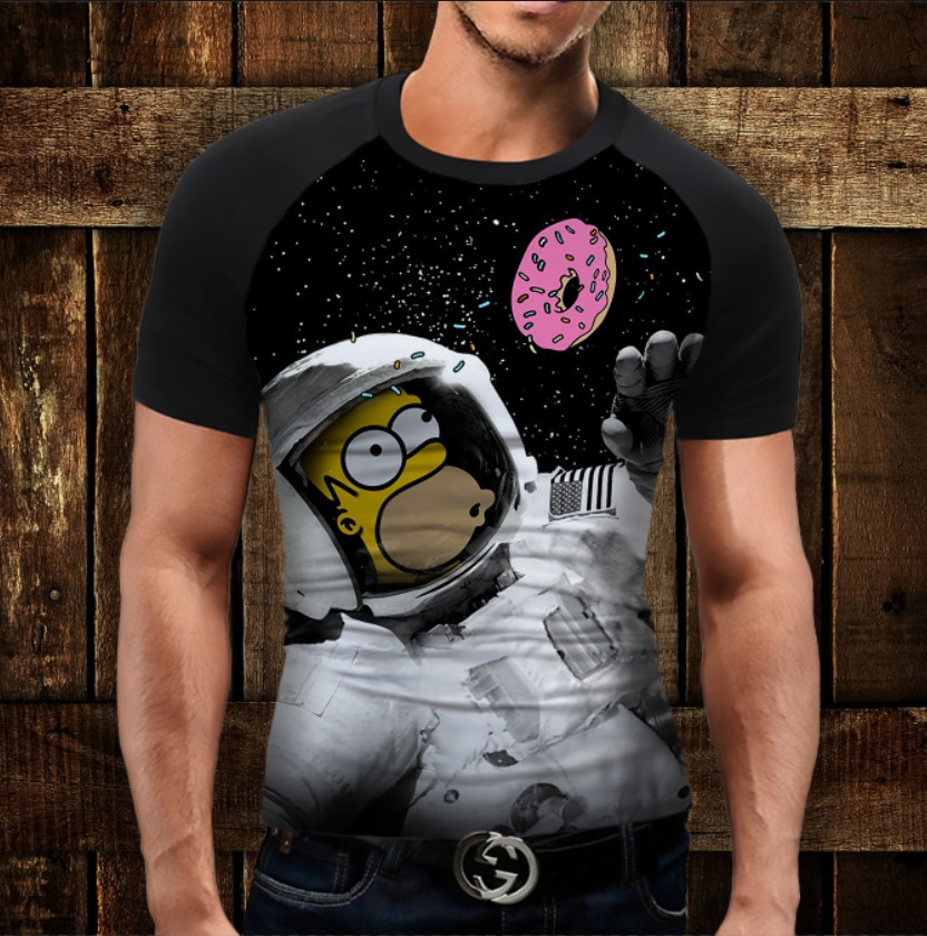 Футболка-реглан з 3D принтом Гомер в Космосі ВСІ Розміри Преміум тканина