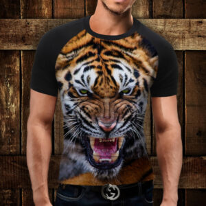 Футболка-реглан з 3D принтом Оскал Тигра ВСІ Розміри Преміум тканина