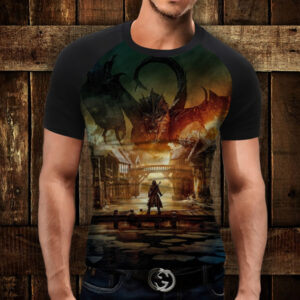 Футболка-реглан з 3D принтом Бард Лучник і Смауг. Хоббіт ВСІ Розміри Преміум тканина