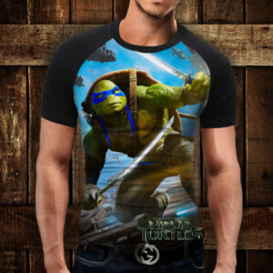 Футболка-реглан з 3D принтом Леонардо Черепашка Ніндзя з мечем ВСІ Розміри Преміум тканина