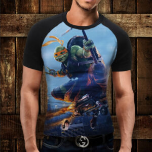 Футболка-реглан з 3D принтом Микеланджело Черепашка Ниндзя ВСІ Розміри Преміум тканина