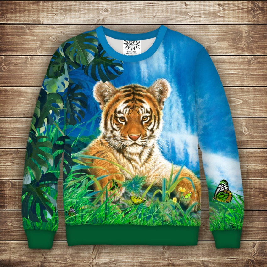 Світшот з принтом Тигр на природі . Дорослі і Дитячі розміри ВСІ Розміри Преміум тканина