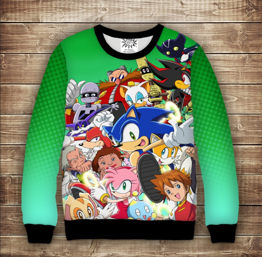 Світшот з 3D принтом Їжак Сонік и друзі ВСІ Розміри Преміум тканина