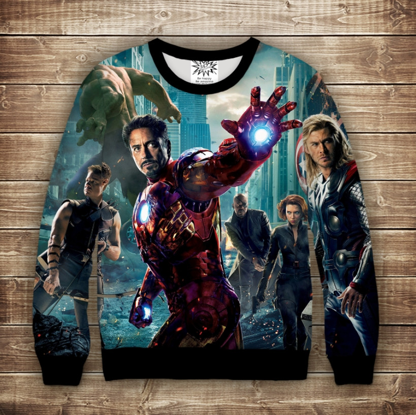 Світшот з 3D принтом Avengers / Месники ВСІ Розміри Преміум тканина
