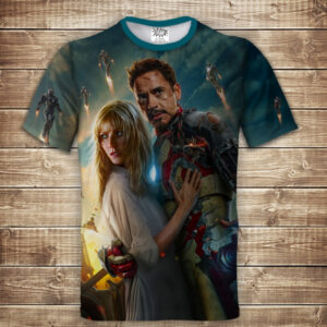 Футболка з принтом 3D Тоні Старк І Пепер ВСІ Розміри Преміум тканина