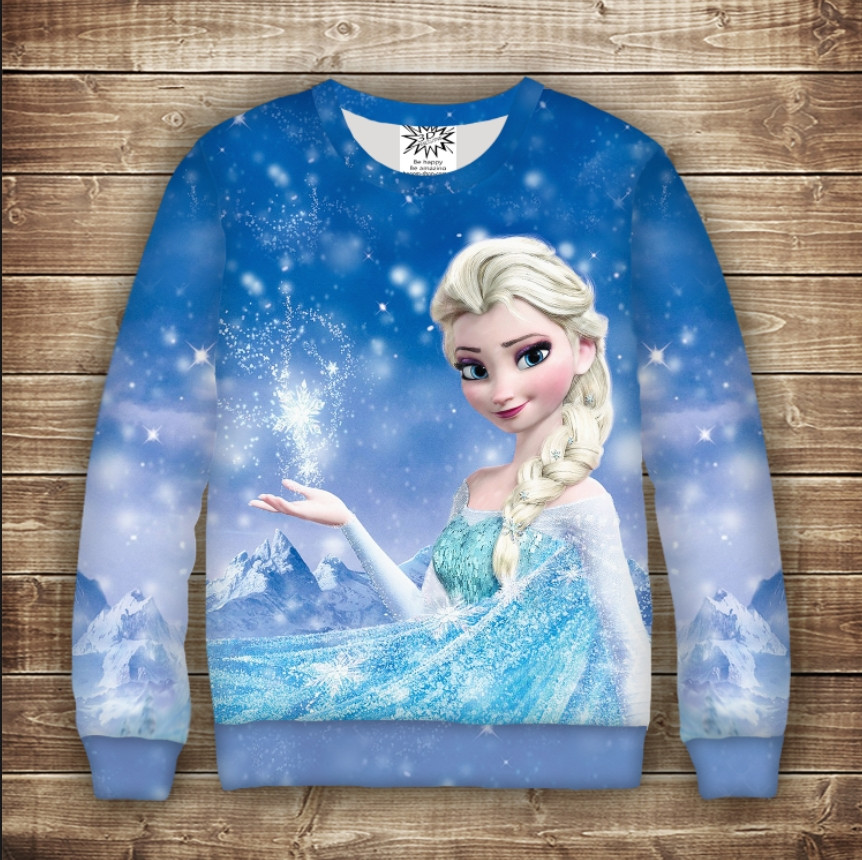 Світшот 3D Elza-Frozen Холодне серце.Дорослі і Дитячі розміри ВСІ Розміри Преміум тканина