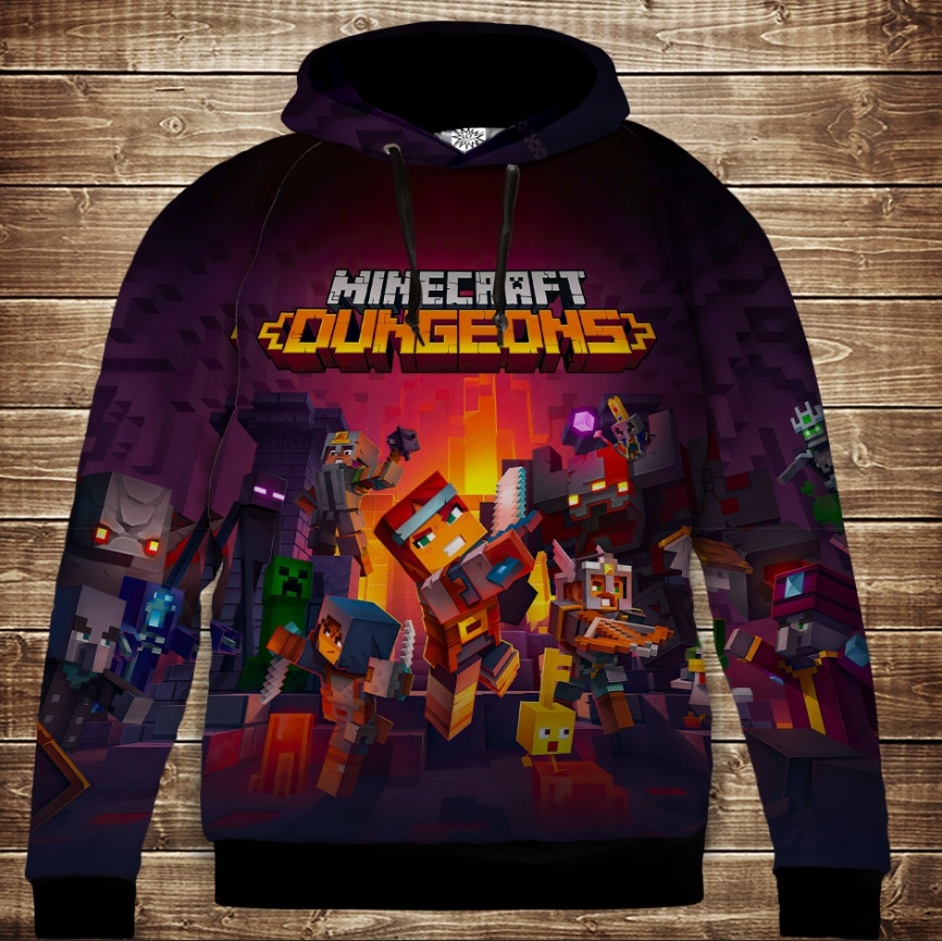 Толстівка з капюшоном і принтом 3D Minecraft Dungeons ВСІ Розміри Преміум тканина