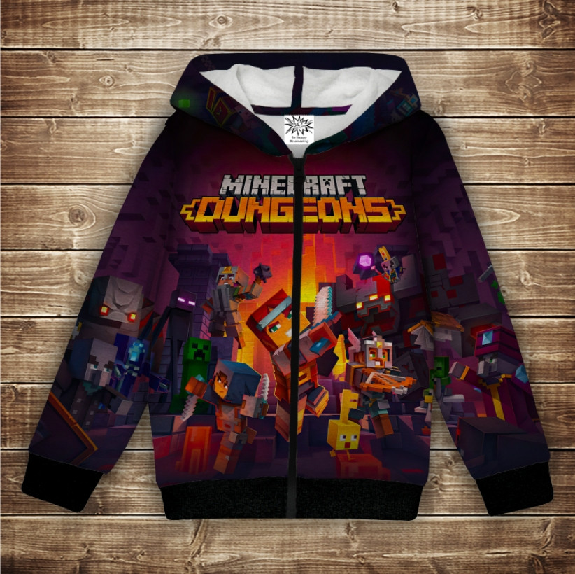 Худі теплий з 3D принтом Minecraft Dungeons. Дитячі і дорослі розміри ВСІ Розміри Преміум тканина