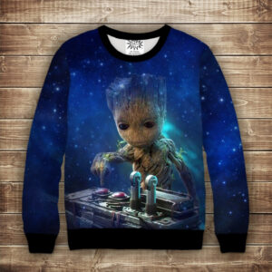 Світшот з 3D принтом Маленький Грут і музика. Дорослі і Дитячі розміри ВСІ Розміри Преміум тканина