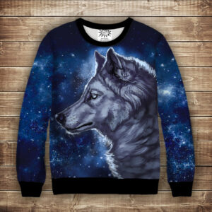 Світшот з принтом Wolf Cosmic Волк космічний ВСІ Розміри Преміум тканина