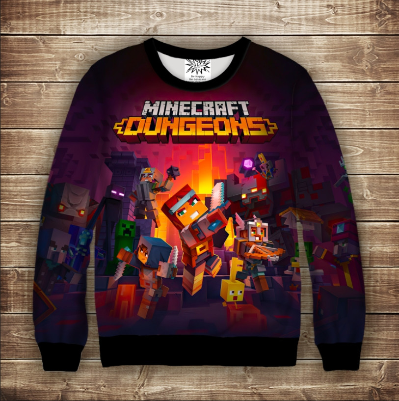 Світшот з принтом 3D Minecraft Dungeons.ідорослі розміри ВСІ Розміри Преміум тканина