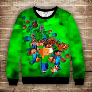 Світшот з принтом 3D Minecraft Game Дитячі і дорослі розміри ВСІ Розміри Преміум тканина