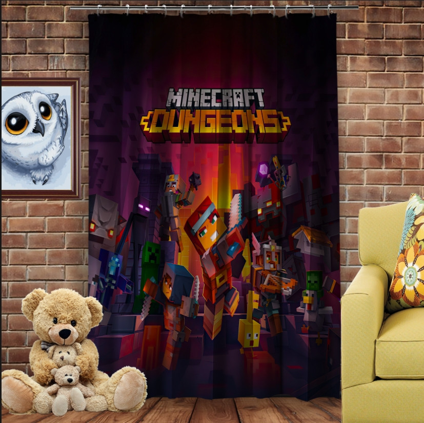 Штора 3D з принтом-Minecraft Підземелля