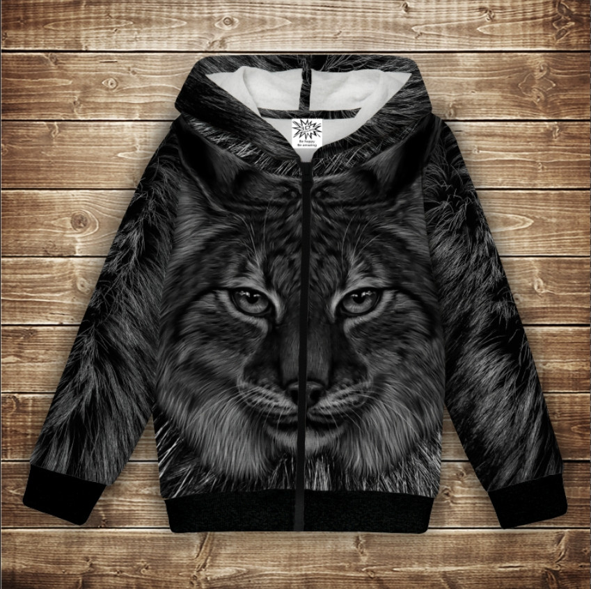 Худі теплий з 3Д принтом Рись. Графіка Дорослі і Дитячі розміри ВСІ Розміри Преміум тканина