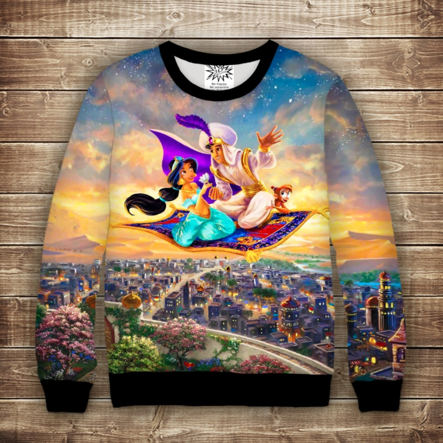 Світшот з 3D принтом Аладдін і Жасмін ВСІ Розміри Преміум тканина