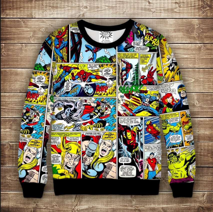 Світшот з принтом Комікси ВСІ Розміри Преміум тканина