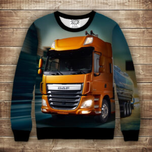Світшот з 3D принтом Вантажівка DAF Дорослі і Дитячі розміри ВСІ Розміри Преміум тканина