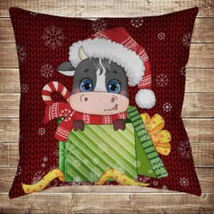 Подушка з принтом Рік Бика (червона)