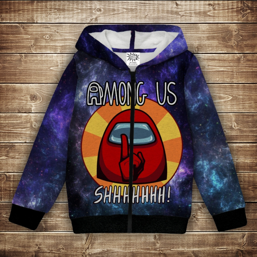 Худі з 3D принтом Among Us Shhh Дорослі і Дитячі розміри ВСІ Розміри Преміум тканина