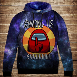 Толстівка з 3D принтом Among Us Shhh Дорослі і Дитячі розміри ВСІ Розміри Преміум тканина