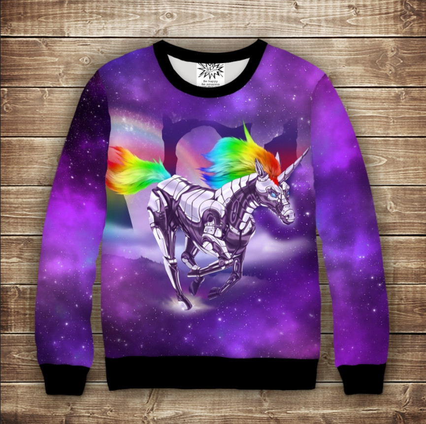 Світшот з 3D принтом Єдиноріг воін ВСІ Розміри Преміум тканина