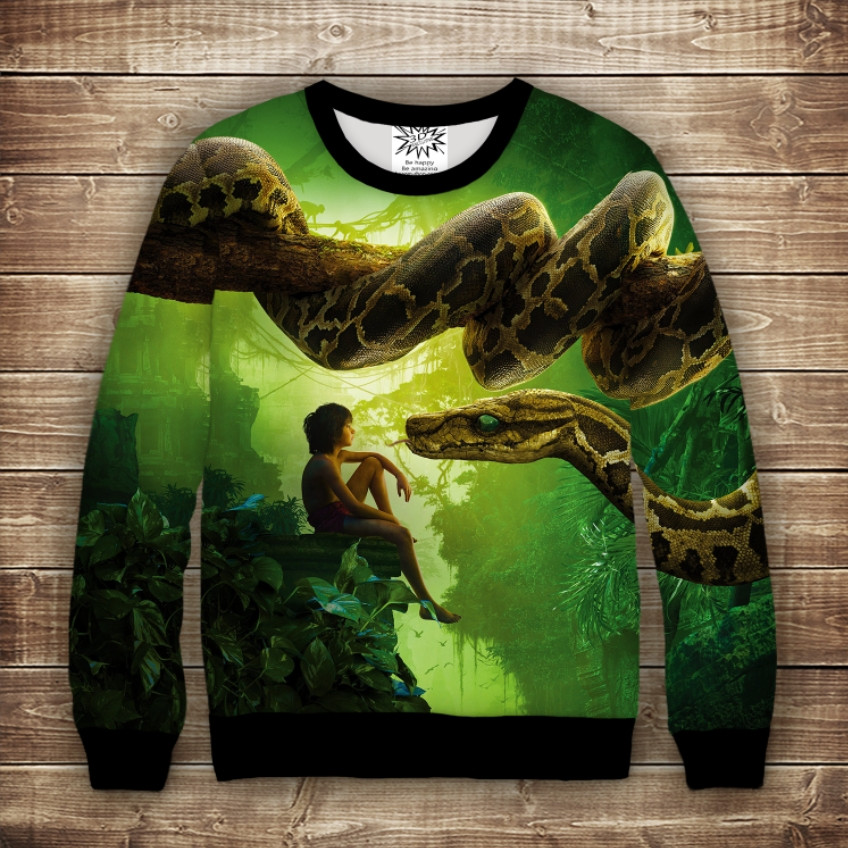 Світшот 3D Мауглі і Каа Дорослі і Дитячі розміри ВСІ Розміри Преміум тканина