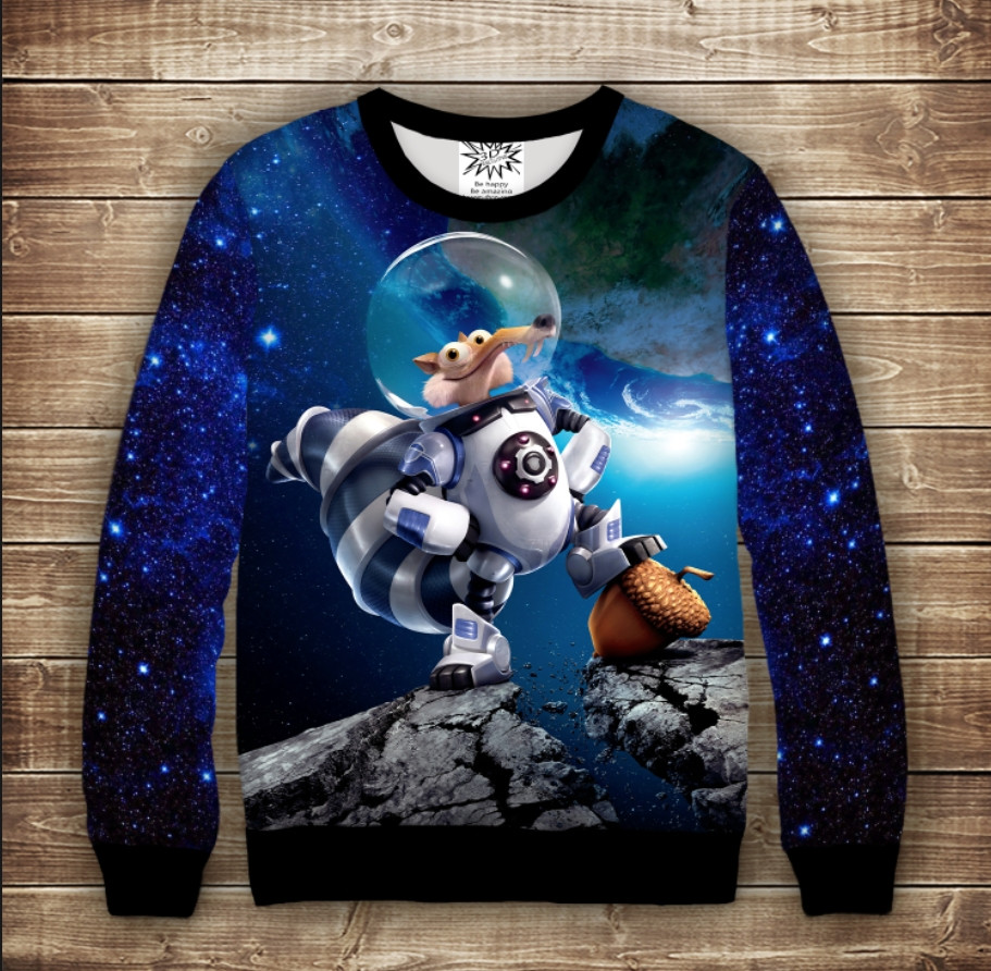 Світшот з 3D принтом Скрат і Планета Земля ВСІ Розміри Преміум тканина