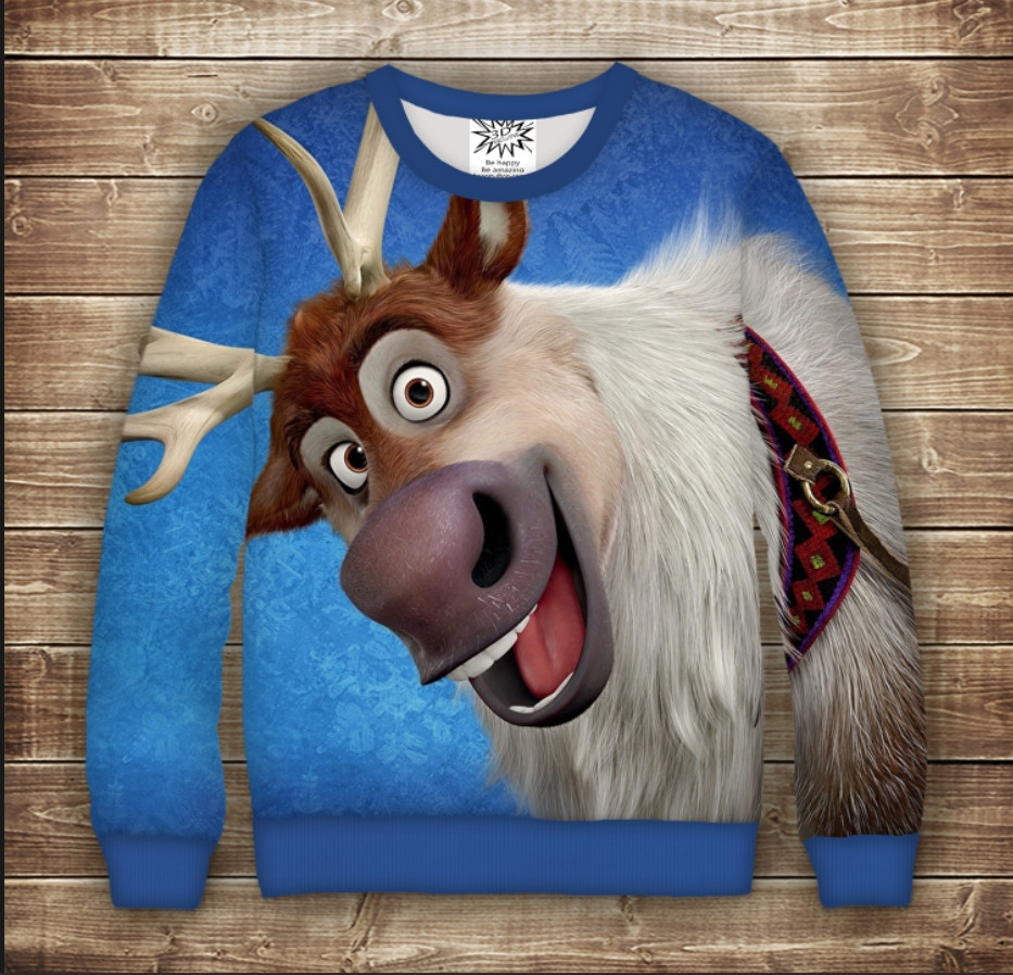 Світшот з принтом Frozen / Холодне Серце-Свен Дорослі і Дитячі розміри ВСІ Розміри Преміум тканина