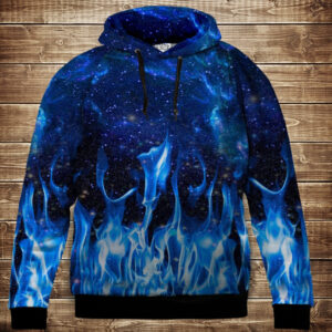 Толстівка-кенгуру з 3D принтом Синій вогонь і Космос. Дорослі і Дитячі розміри ВСІ Розміри Преміум тканина