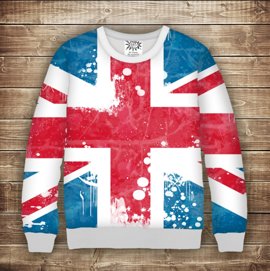 Світшот з принтом Британський прапор Дорослі і Дитячі розміри ВСІ Розміри Преміум тканина