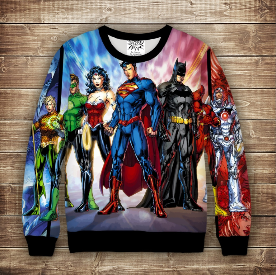 Світшот з 3D принтом Команда супергероїв Дорослі і Дитячі розміри ВСІ Розміри Преміум тканина