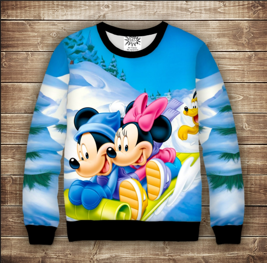 Світшот Міккі и Мінні на санчатах Дорослі і Дитячі розміри ВСІ Розміри Преміум тканина