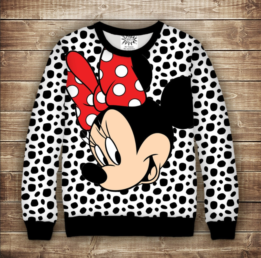 Світшот з принтом Мінні Маус з бантиком. Дорослі і Дитячі розміри ВСІ Розміри Преміум тканина