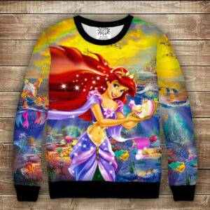 Світшот з принтом Принцеса Русалочка Аріель Дитячі і дорослі розміри ВСІ Розміри Преміум тканина