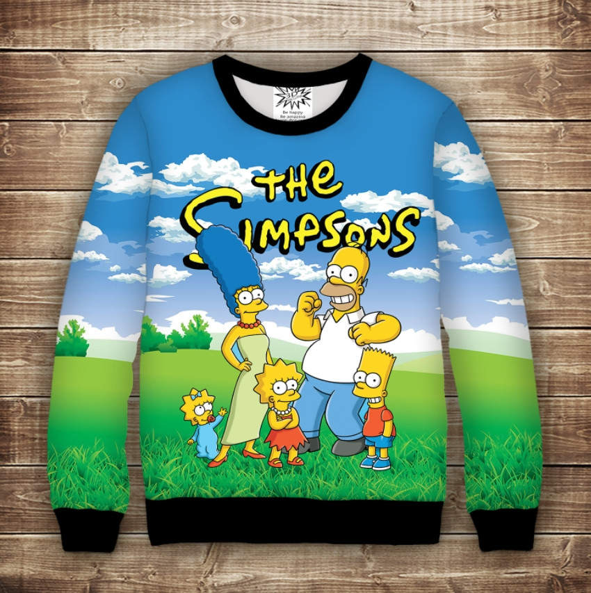 Світшот з 3D принтом на тему Сімпсони Simpsons Дорослі і Дитячі розміри ВСІ Розміри Преміум тканина