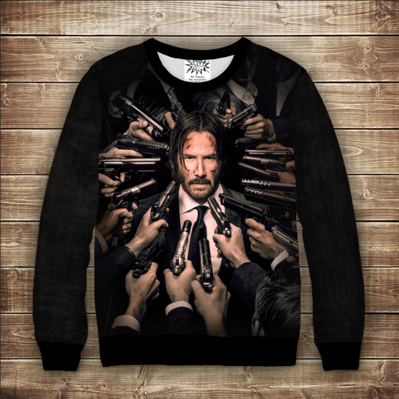 Світшот з 3D принтом на тему Jonn Wick Дитячі і дорослі розміри ВСІ Розміри Преміум тканина