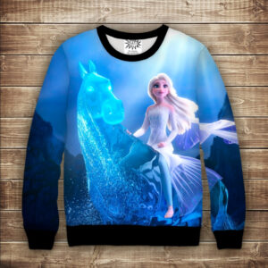 Світшот з 3D принтом на тему Ельза на коні Холодне Серце Дорослі та дитячі розміри ВСІ Розміри Преміум тканина