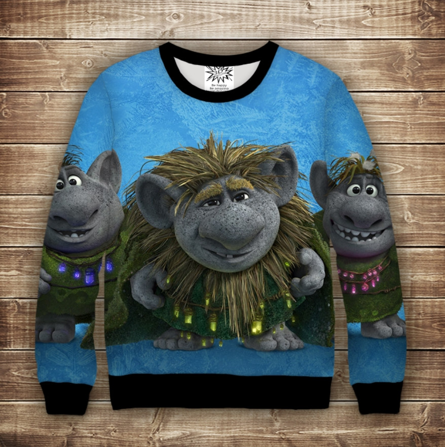 Світшот з 3D принтом на тему Тролі Холодне серце FROZEN Дорослі та дитячі розміри ВСІ Розміри Преміум тканина